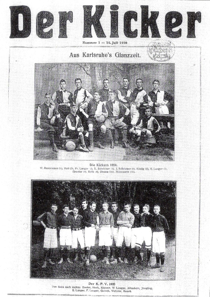 Bildunterschrift: Die Erstausgabe des Fußballmagazins Der Kicker vom 14. Juli 1920. Herausgeber Walther Bensemann griff in seinen Glossen regelmäßig den DFB an.